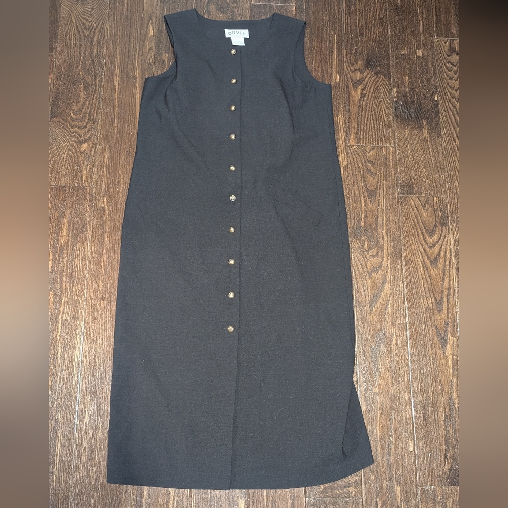 Orvis Charcoal Gray Sleeveless Button-Down Dress - Picture 4 of 8